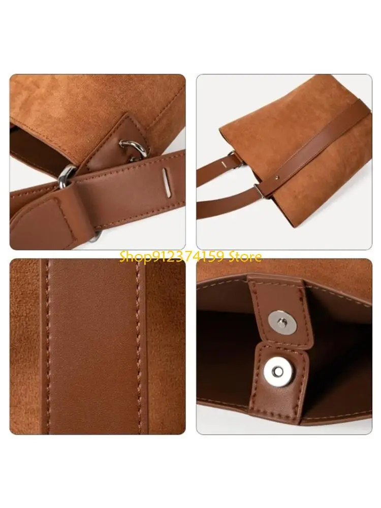 

G5AE Women's Fashion Shoulder Bag PU Leather Slouchy Bag Bucket Handbag Underarm Purse Casual Armpit Bags For Daily Use