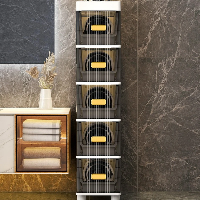 

Light Luxury Plastics Gap Storage Kitchen Multi-layer Combination Bathroom Shelf Dust and Splash Elegant Organization