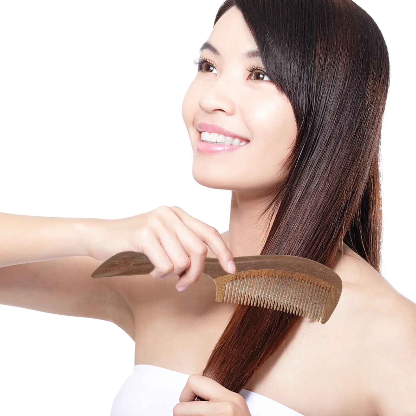 

Natural Wood Comb for Women Anti-Static Fine Tooth Wooden Hair Comb Detangles Curly Thick Hair Soothes Scalp Protects from