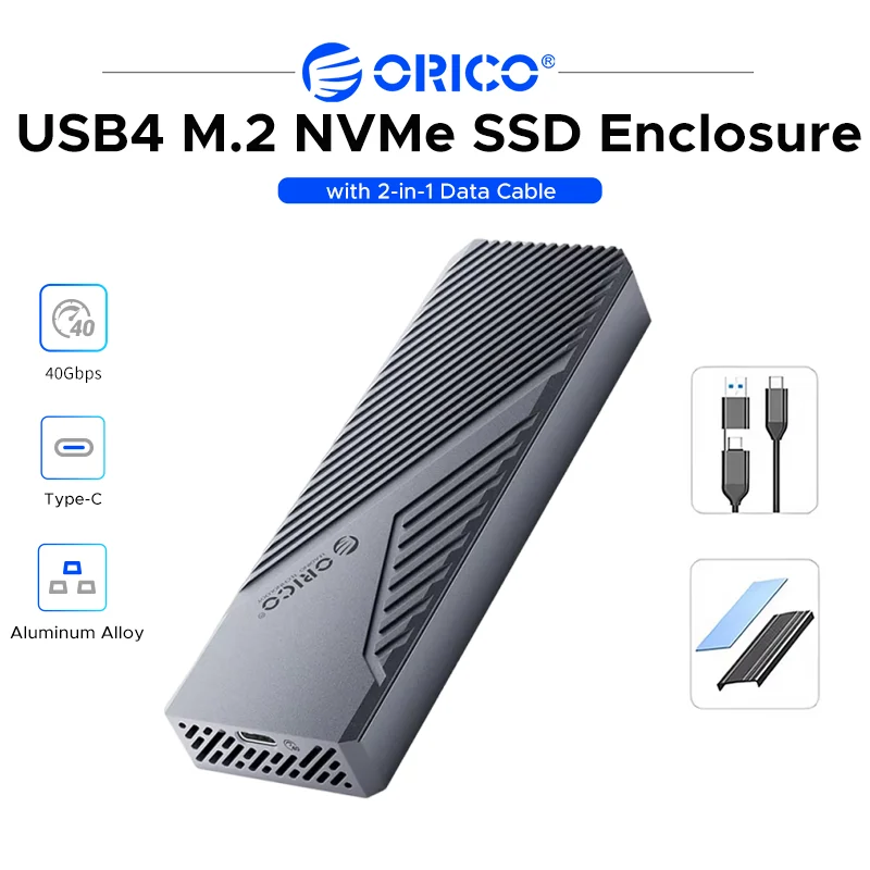 ORICO USB4 M.2 NVMe SSD Enclosure 40Gbps PCIe4.0 External M2 Case Compatible with Thunderbolt 3 4 Max 8TB Storage for PC