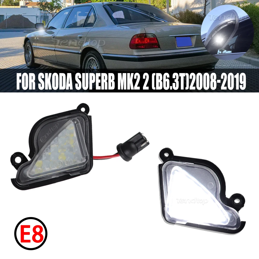 2Pcs LED Puddle Light Under Rearview Mirror Lamp Canbus Error Free For Skoda Octavia 3 2 5E 1Z Skoda Superb 3 2 B6 B8 - view 2