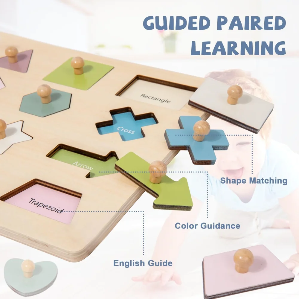 16 kształtów Puzzle dla dzieci zabawki do wczesnej nauki gra edukacyjna Montessori kolor/kształt poznanie dopasowywanie koordynacja ręka-oko