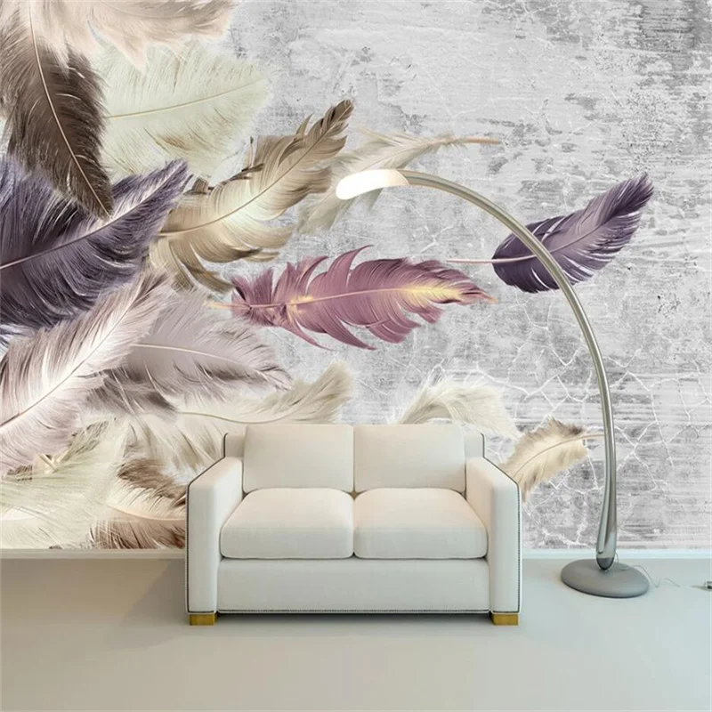 

beibehang Custom wallpaper 3D realistic mural cement texture feather TV background wall living room bedroom decorative wallpaper