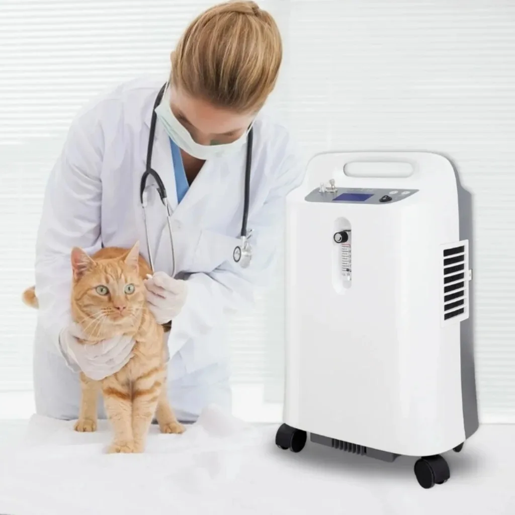 Smart 5LPM Veterinary O2 Concentrator Auto-Adjust Oxygen Output for Dogs/Cats/Horses
