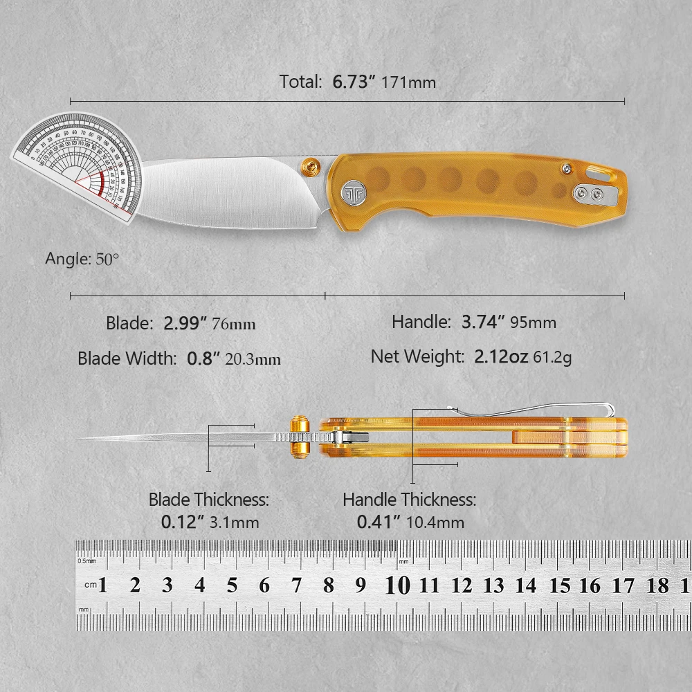 TRIVISA Pocket  Folding Dragonfly Knife 14C28N Blade with Clip for Survival Camping Hunting  Outdoor Tactical Utility Hand Tools