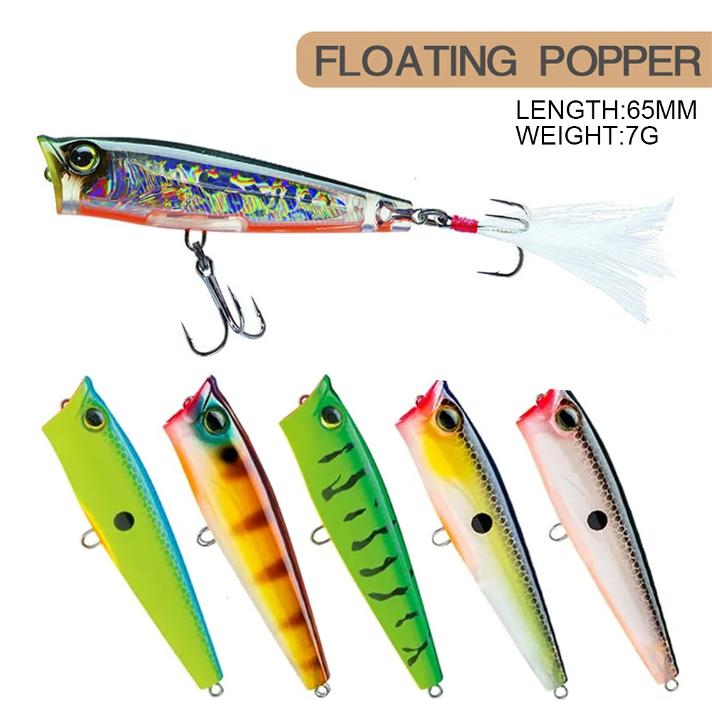 6.5cm 7g Fishing Lure Popper Wobbler Long Casting Floating Topwater Artificial Hard Bait Jerkbait Decoy For Trout Bass Carp Bait