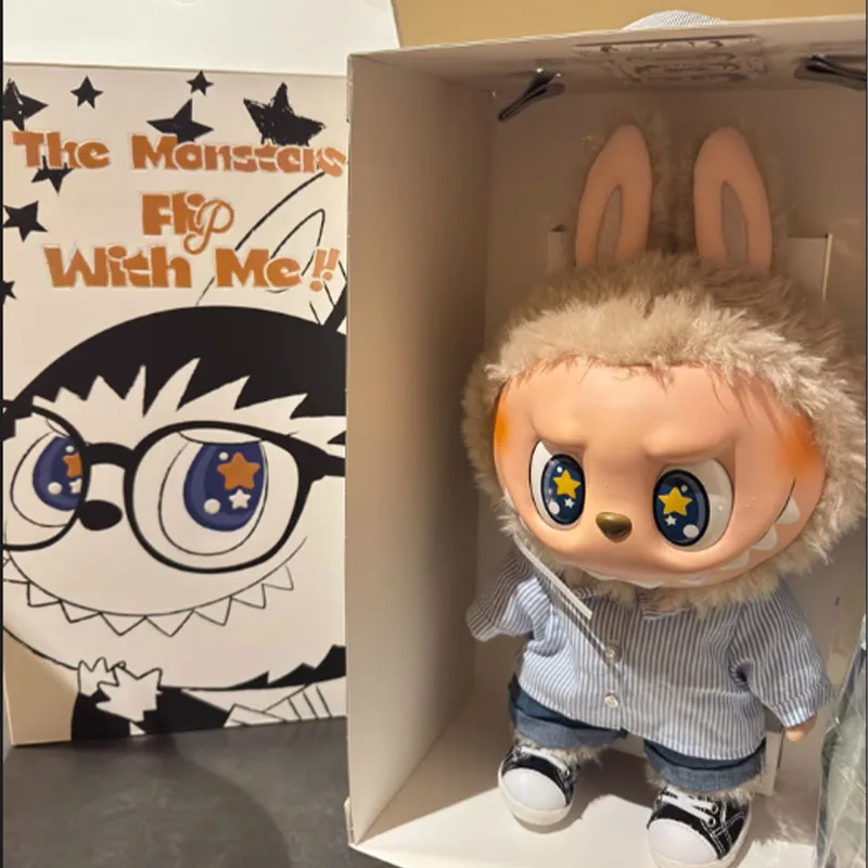 

40 см натуральная аниме Labubu The Monsters Flip with Me Series, большая виниловая кукла, модная коллекция игрушек, украшение, кукла, игрушка для девочек, подарок