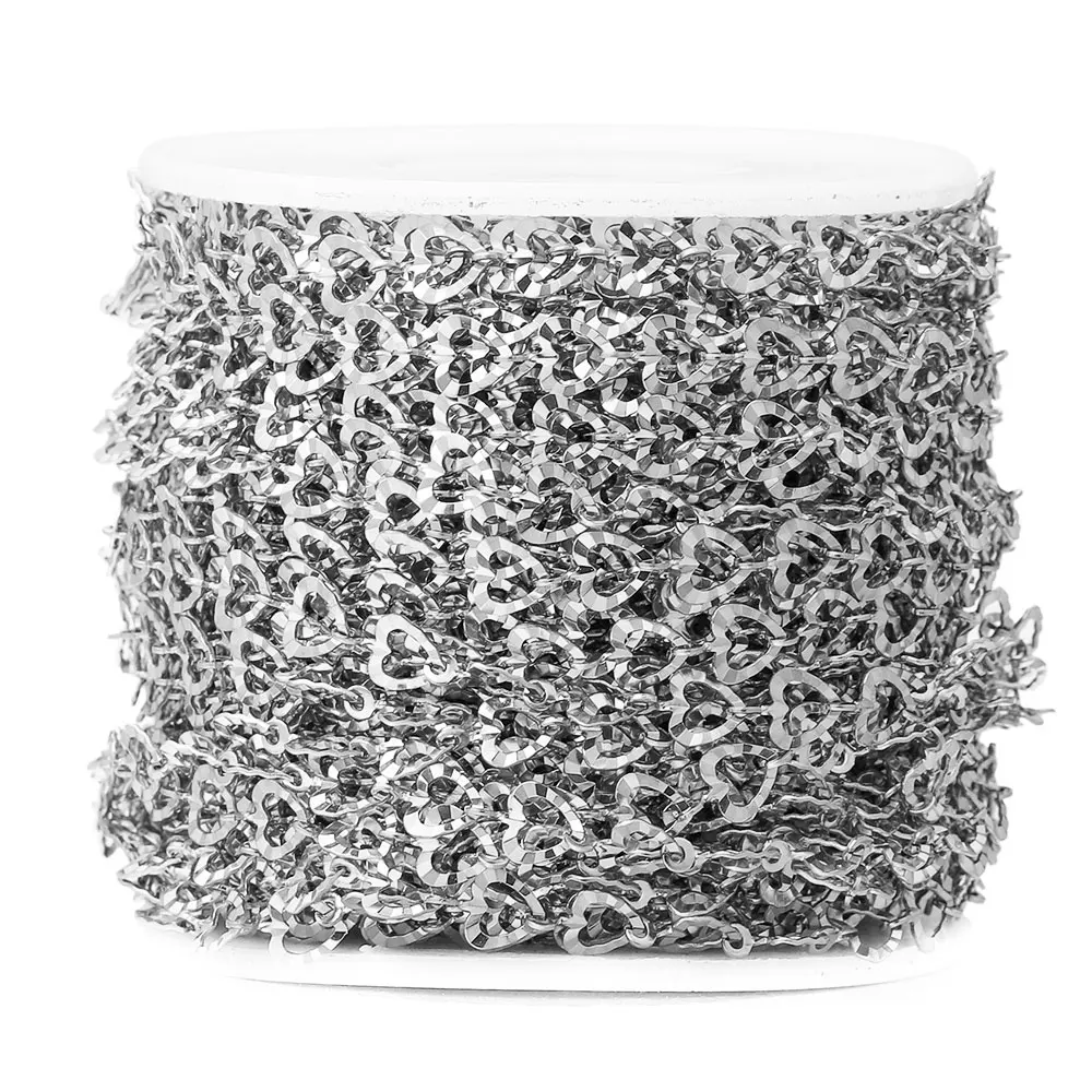 1M Width 6mm Stainless Steel Heart Plated Gold Chain Roll Chains for Jewelry Making Supplies DIY Necklace Wholesale Items Craft - Image 4