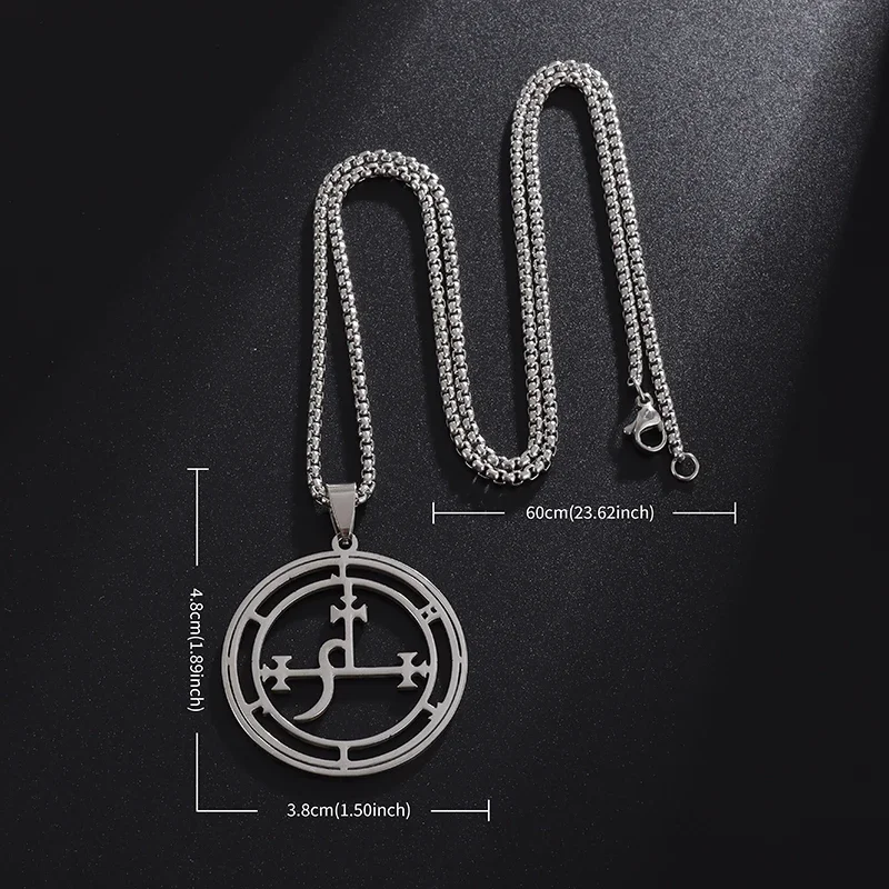 Stainless Steel Demon Seal Necklace Satan Lilith Pendant Pagan Witchcraft Magic Amulet Jewelry for Men and Women