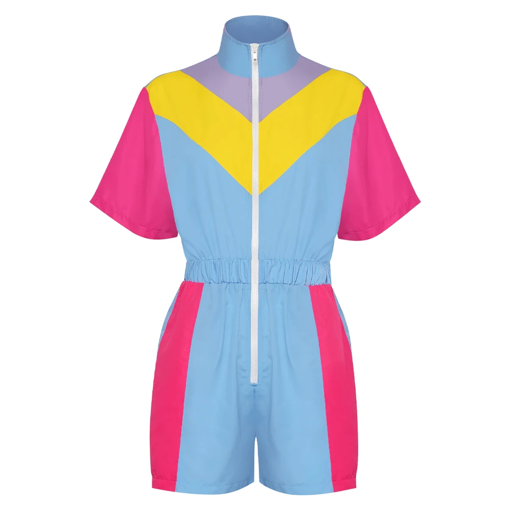 Stage Performance 80s 90s Track Suits Women\'s Colored Sportswear Cosplay Costume Suit Outfits Halloween Carnival Party Clothes