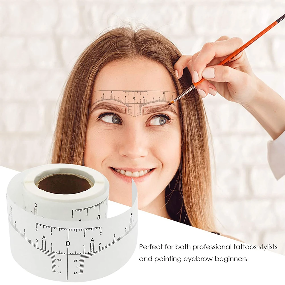 Disposable 50pcs Eyebrow Ruler Sticker Adhesive Microblading Eye Brow Ruler Stencil Woman Permanent Makeup Tattoos Eyebrow Tools