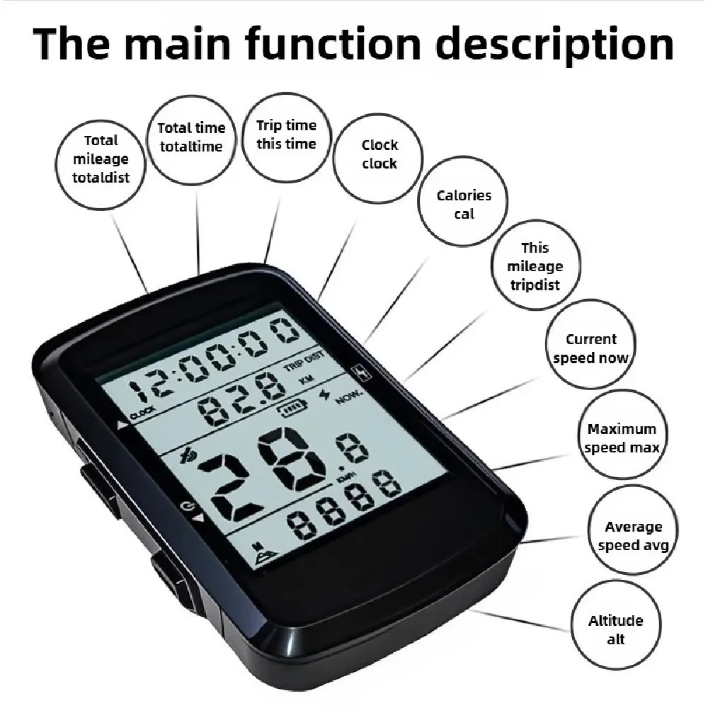 Waterproof Bike Speedometer Rechargeable 2.4 Inch Screen Electronic Stopwatch Ultralight Auto Backlight Bicycle Counter Odometer