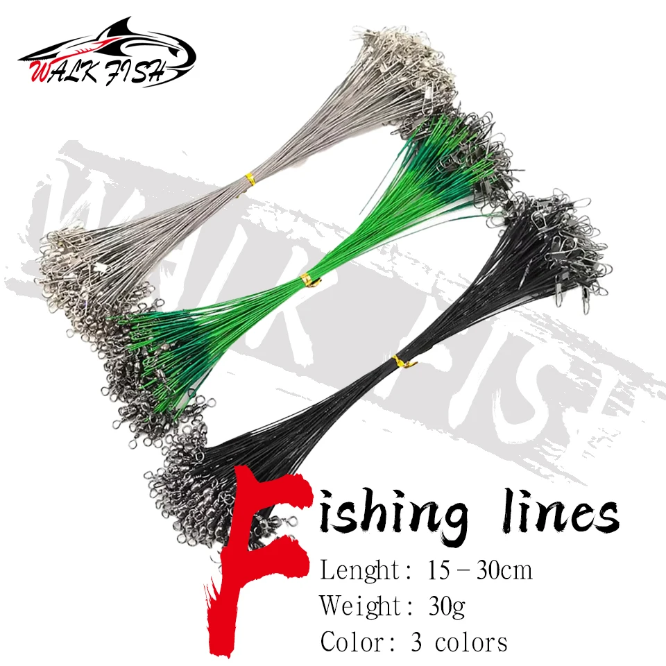WALK FISH 20 Stück 15–30 cm Anti-Biss-Stahl-Angelschnur-Köder Anti-Biss-Drahtvorfach Drehstift Weiches Stahlblei-Draht-Zubehör Hecht