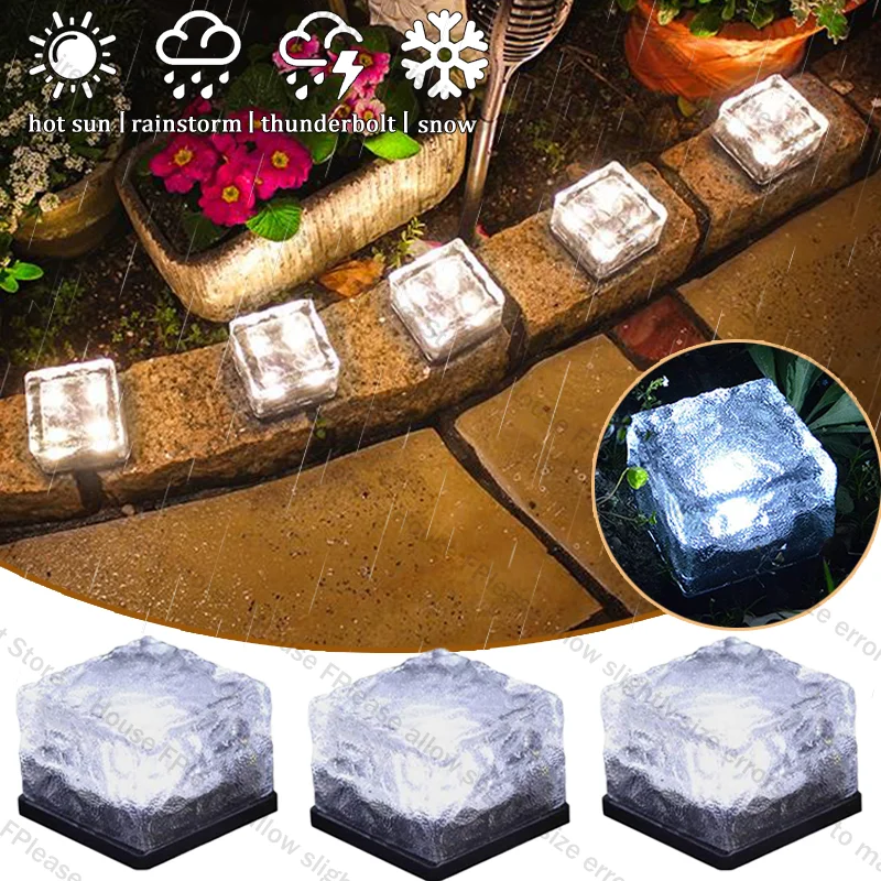

Solar LED Ice Tile Lights Outdoor Waterproof Patio Lights For Sunny Patio Walkway Steps Garden Yard Path Decoration Solar Light