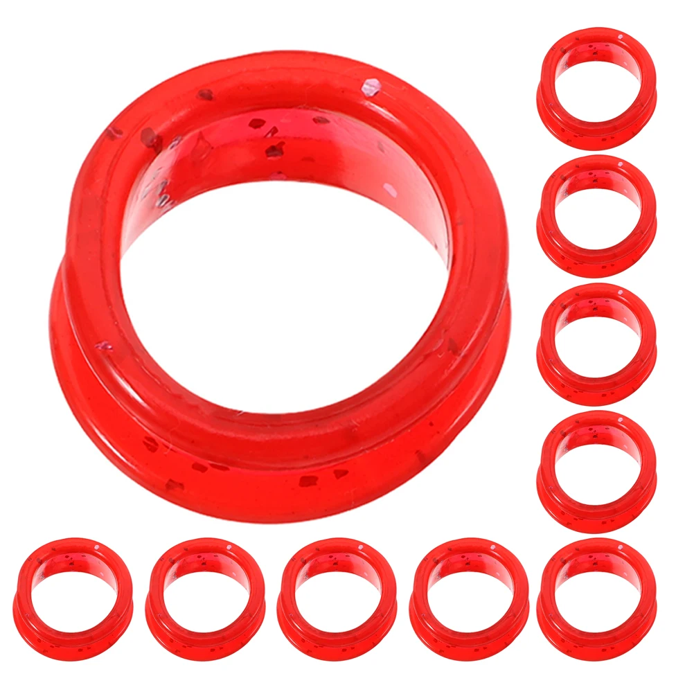 

10 Pcs Scissors Silicone Ring Barber Rings Hair Cutting Inserts Shears Red Grooming