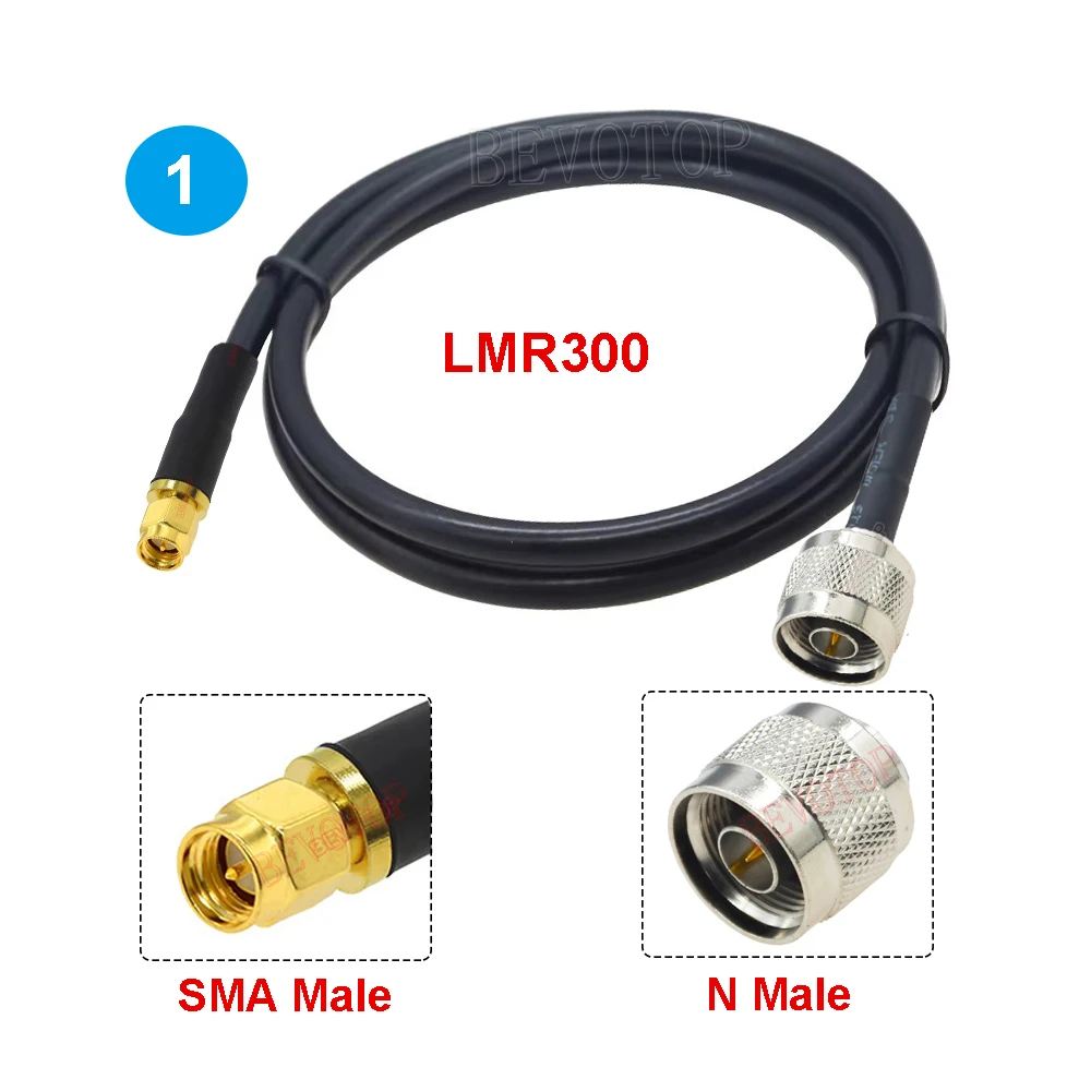 Black LMR-300 RP SMA Male to N Male/Female Connector 50 Ohm Low Loss LMR300 50-5 Coaxial Cable N to SMA RF Adapter Cable BEVOTOP