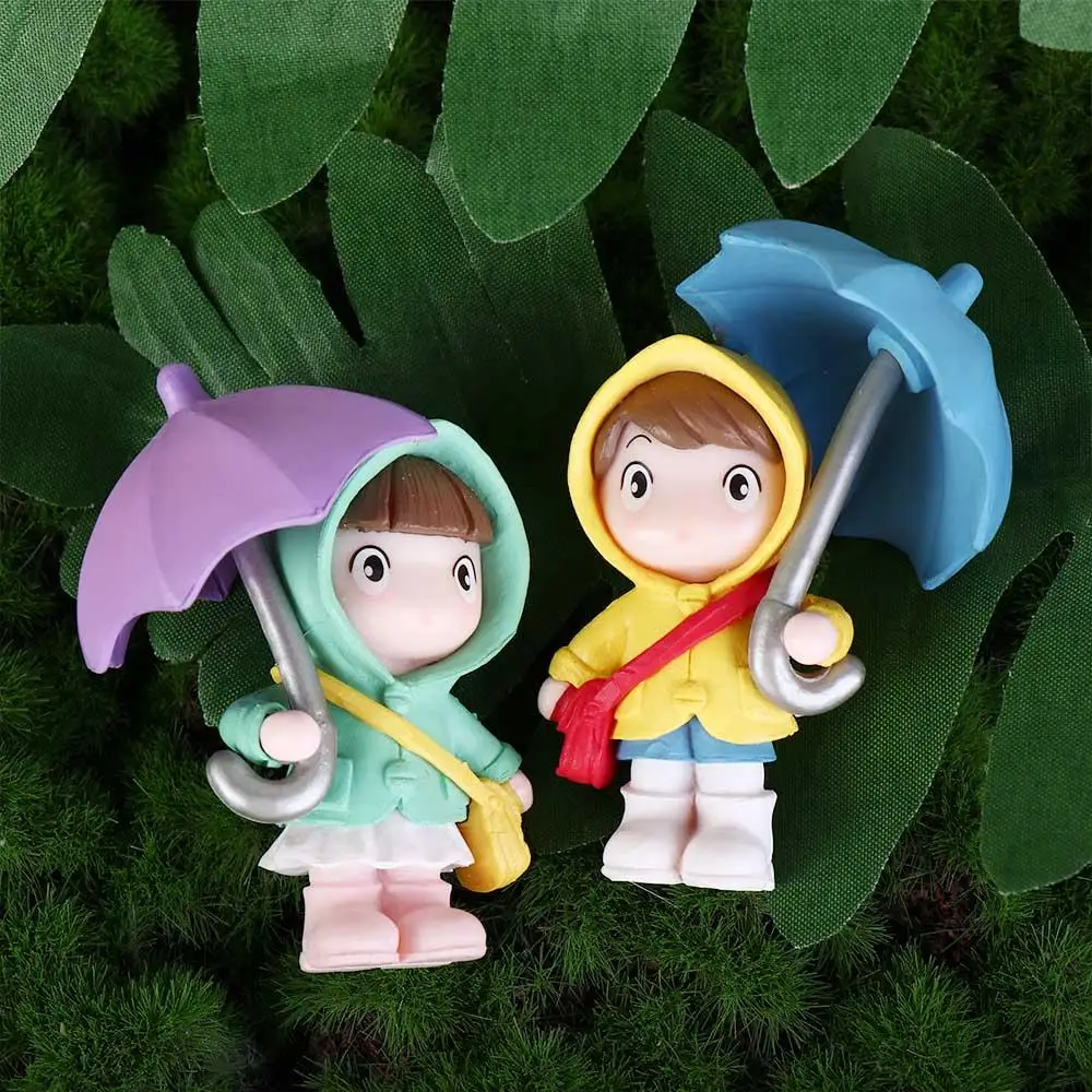 4pcs Cute Umbrella Couple Car Interior Decoration Action Figures Auto Rearview Mirror Dashboard Ornaments Gift Mini Accessories