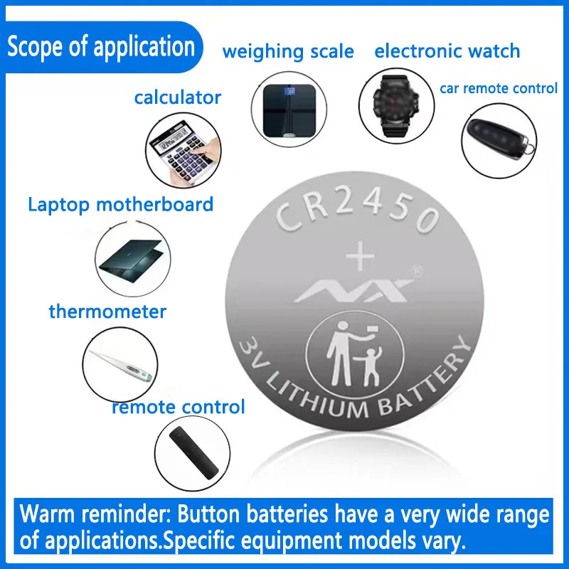 CR2450 Watch Buttom Battery KCR2450 5029LC LM2450 DL2450 ECR2450 BR2450 CR 2450 3V 550mAh Lithium Coin Cell Batteries