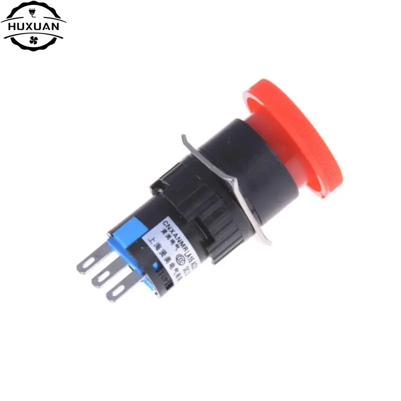 16mm Red Mushroom Emergency Stop E-stop Switch 3 Pins NO+NC DC 30V 5A AC 250V 3A Emergency Stop Push Button Switch