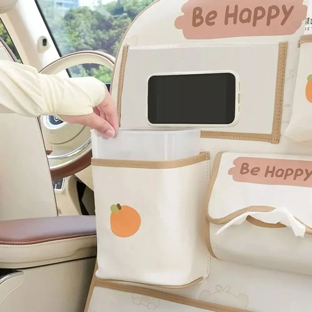 New Multi-Functional Capybara Car Storage Bag Leather Anti-fouling Storage Box Car Seat Back Auto Accessory Car Trash Can