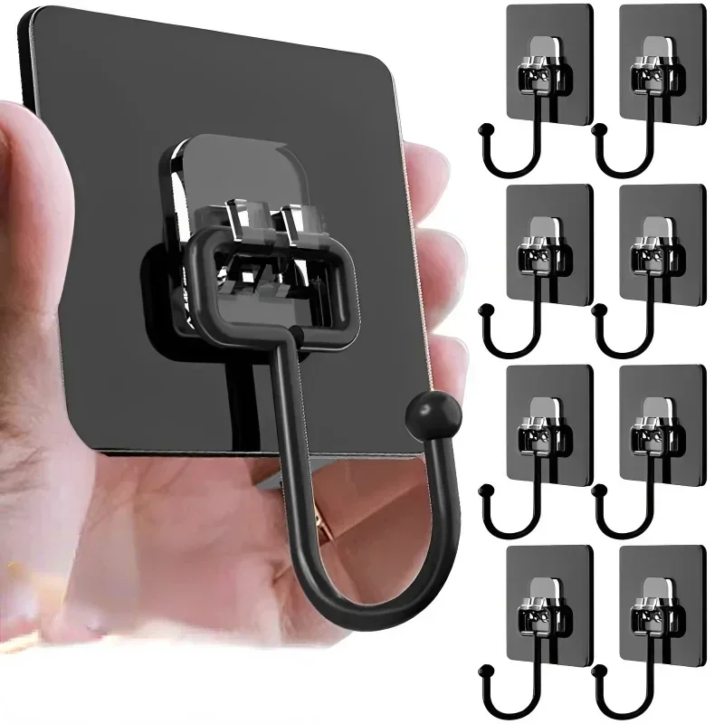 1/2/5 Pcs Self Adhesive Hooks Rotating Waterproof Strong Hook Holder Wall Door Storage Hanging Hooks Kitchen Bathroom Organizer