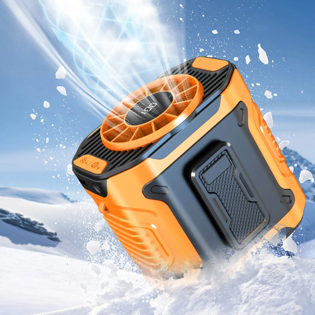 Ventilatore portatile USB ricaricabile con clip sulla camicia da cintura indossabile Ventola per il corpo 3600mAh Ventola da cintura di raffreddamento con torcia elettrica Ventola con clip in vita