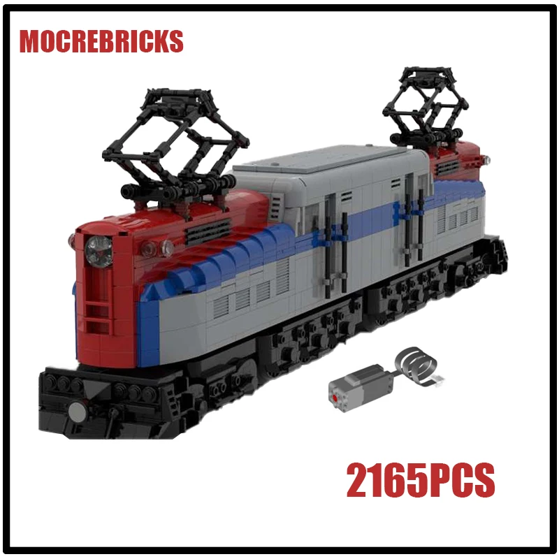 Intercity-tren de pasajeros Amtrak GG-1 para niños, modelo clásico MOC, bloques de construcción, ensamblaje de partículas pequeñas, juegos de Juguetes