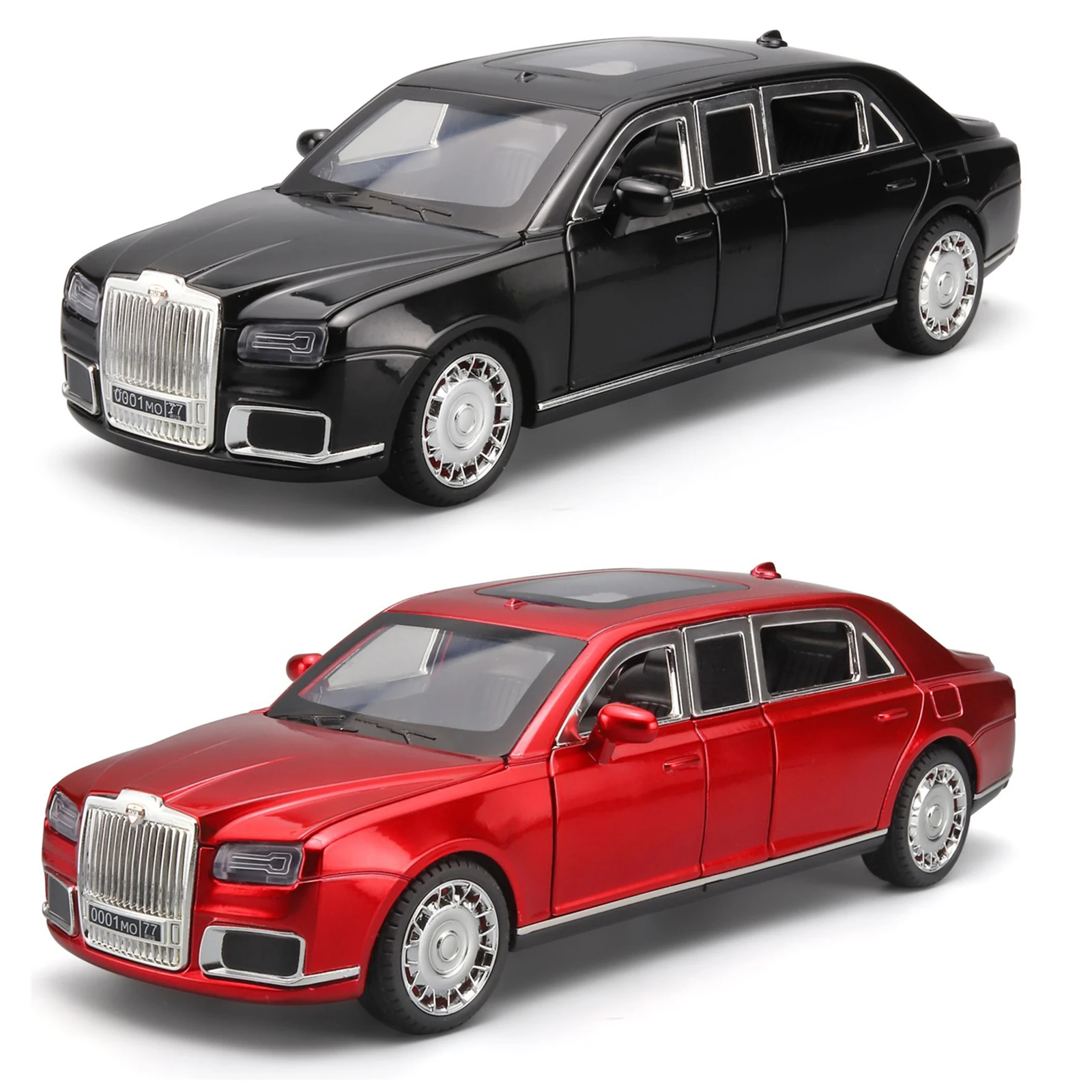 1/24 Aurus Senat Alloy Classic Limousine Luxy Car Model Diecasts Metal Bulletproof VehicleS Model Sound and Light Kids Toys Gift