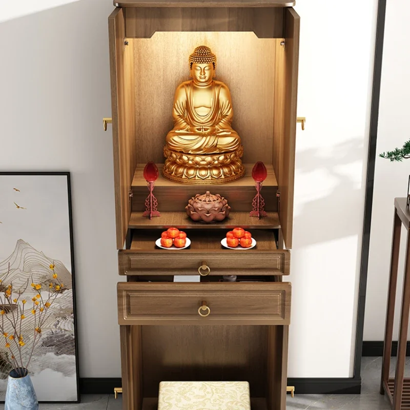 c9.21-Niche New Chinese Style Altar Buddha Shrine Clothes Closet God of Wealth Cabinet Altar Buddha Cabinet Shrine