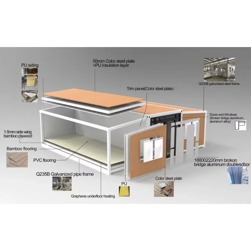 Waterproof Prefabricated Prefab Mobile Tiny Home Ready To Ship 2 3 4 5 Bedroom 20ft 40ft Folding Expandable Container House