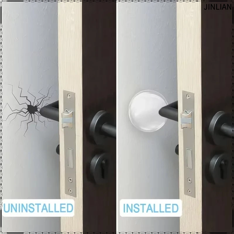 Door Knob Wall Shield, 6PCS Transparent Round Soft Rubber Door Stopper Wall Protector, Self Adhesive Door Handle Bumper