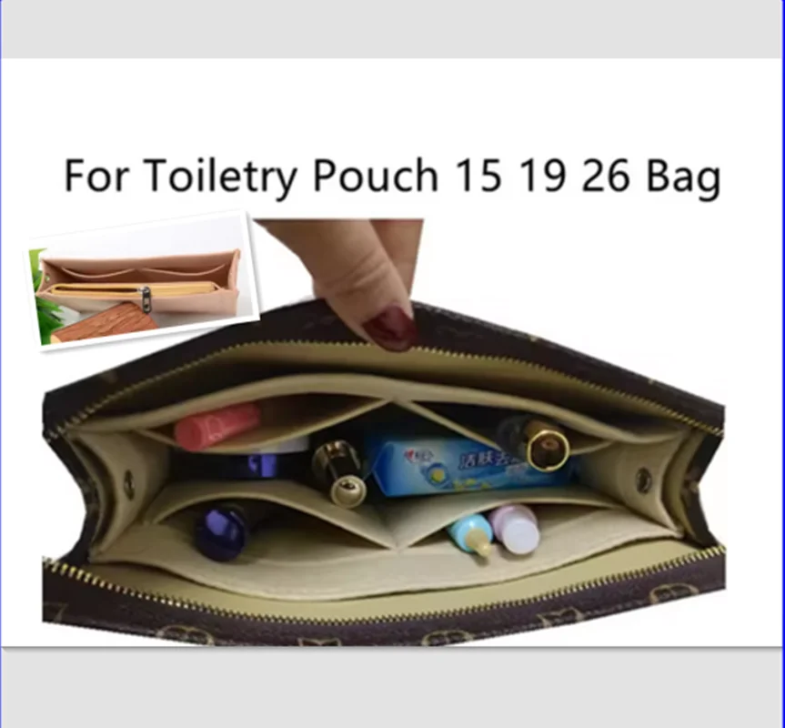 For Toiletry Pouch 15 19 26 Bag Purse felt Insert Organizer Toiletry Bag 26 Luxury Organizer Makeup Bag Insert coin purse new