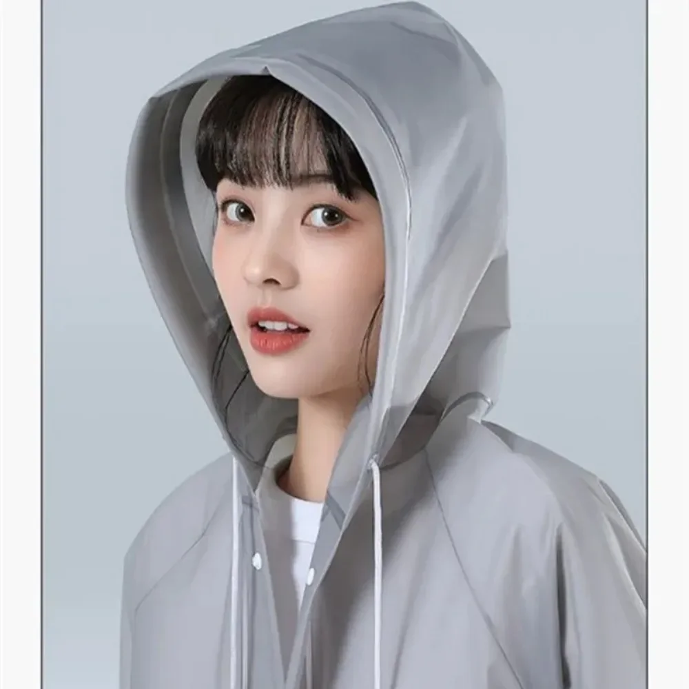 Adult men and women with the same hooded rain poncho reusable thickened waterproof outdoor travel fashion transparent raincoat