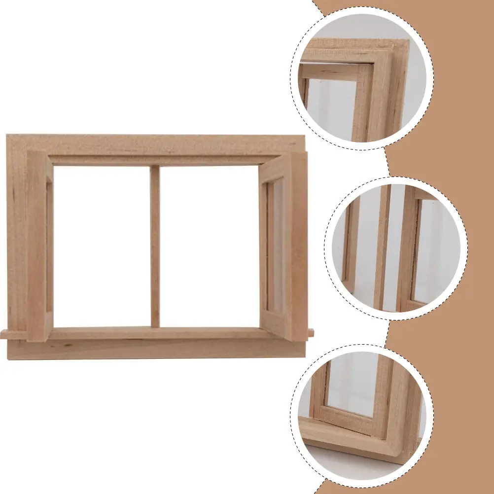 

Wooden Mini Window for Dollhouse Decoration Lifelike Detail Craftsmanship Lightweight Compact Design Adorable Decorative