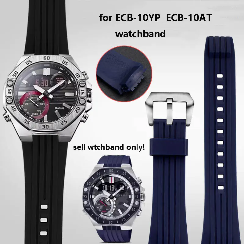 Soft waterproof silicone strap for Casio watch strap ECB-10YP ECB-10AT ECB-950 silicone watchband  men's rubber bracelet