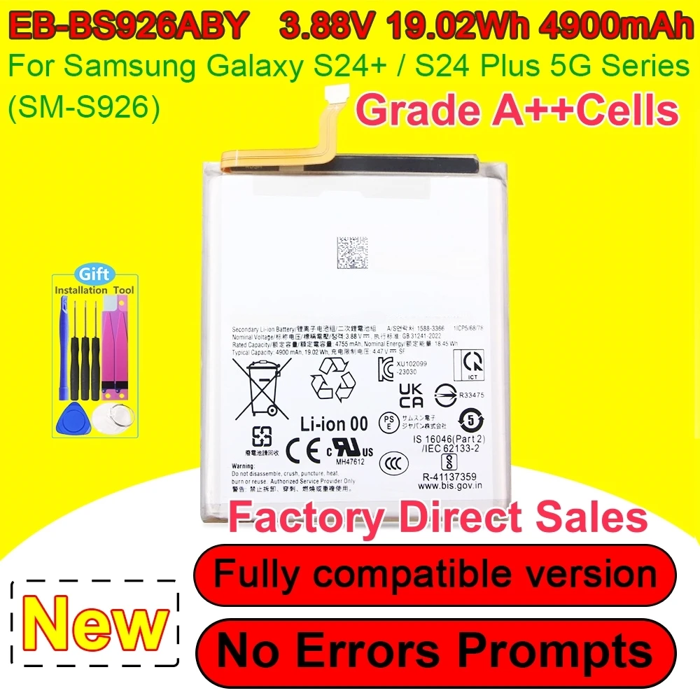 New EB-BS926ABY Phone Battery For Samsung Galaxy S24 Plus 5G SM-S926B SM-S926U SM-S9260 Phone Battery
