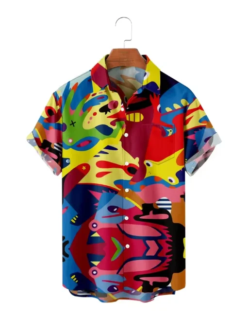 Flame Blue Hawaiian Shirt Man Summer Short Sleeve Casual Street Shirts for Men 2023 Fashion High Quality Beach Party Shirt