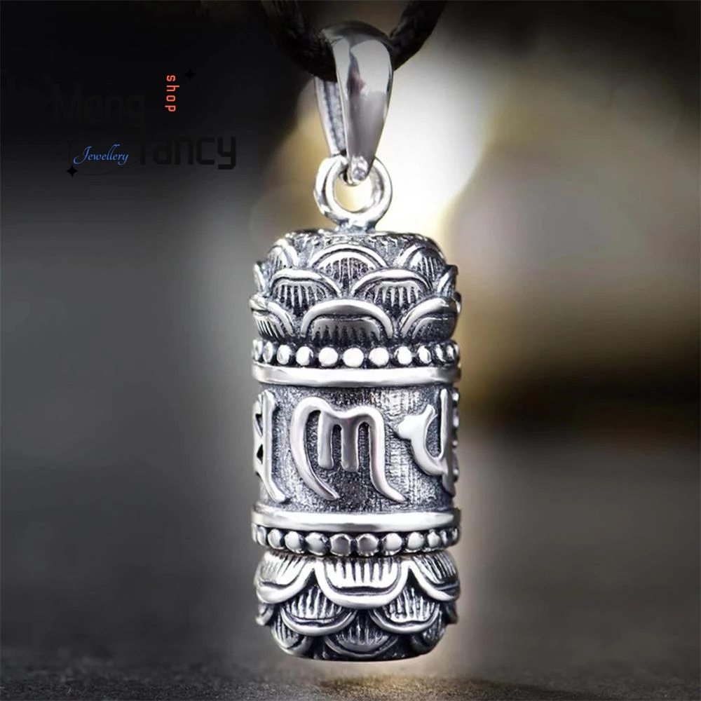 

Thai Silver Leng Yan Mantra Six-word Motto Amulets Retro Hollow Sutra Cylinder Transhipment Pendant Exquisite Fashion Jewelry