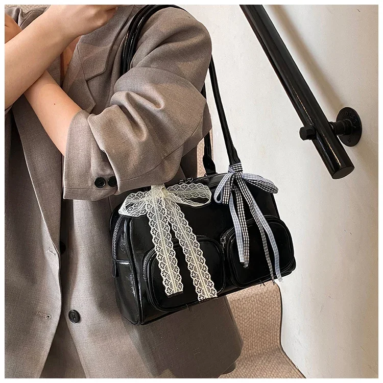 

Minimalist Casual Crossbody Bag - Stylish Solid Color Leather Purse With Letter Logo Trendy Women Fashion Luxury Commuter Tote