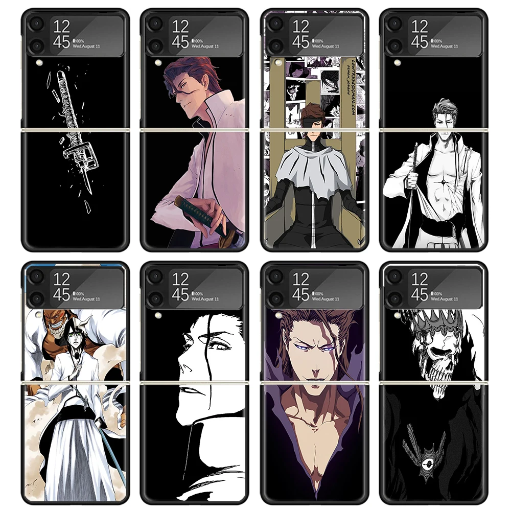 Bleach Aizen Sousuke Case For Samsung Galaxy Z Flip 4 5 3 z Flip5 Flip4 5G Hard Phone Cover Flip3 Split Folding Black Plastic Co