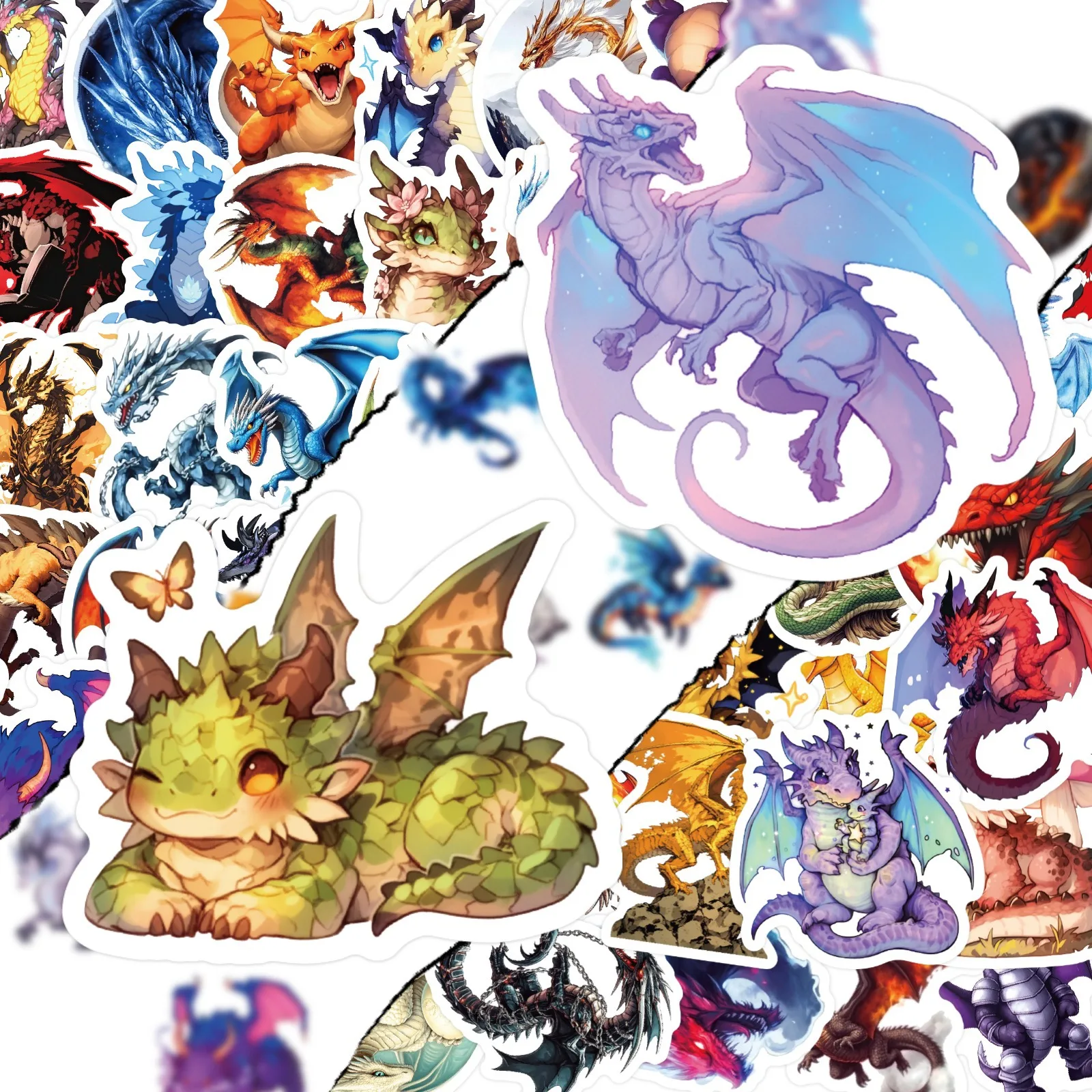 50 Pcs Cute Cartoon Dinosaur Stickers, Waterproof Vinyl Decals for DIY Journals, Notebooks, Laptops, Water Bottles & Luggage