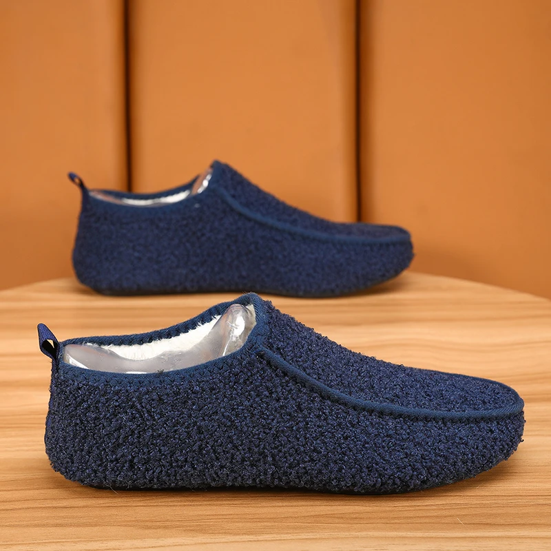نعال من القطن الدافئ الرجال الشتاء أحذية دافئة لينة أفخم الشقق حذاء كاجوال الذكور المتسكعون ضوء داخلي المنزل أحذية مشي الأحذية #5