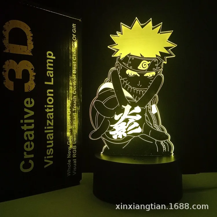 Naruto Uzumaki 3D Night Light para Crianças, Figura Anime, Candeeiro de Mesa Sasuke, Bedroom Bedside LED Light, Decoração do Quarto, Action Toy Gifts