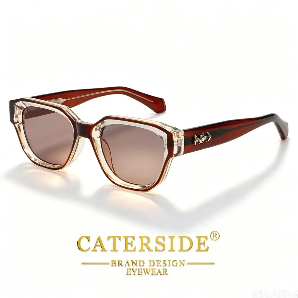 CATERSIDE Retro Herren-Sonnenbrille, quadratisch, dicker Rahmen, Bügel aus Cellulosepropionat, Sonnenbrille für Damen, Outdoor-Fahrbrille – Detail 12