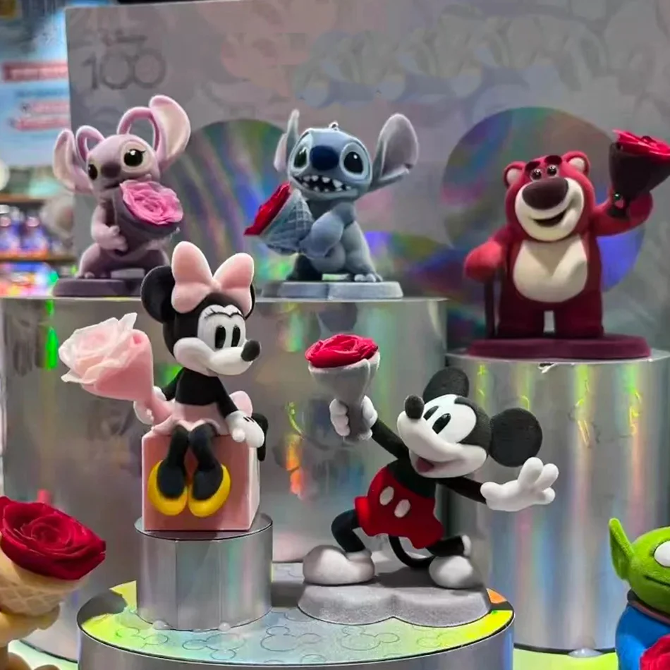 Seryjne figurki z trwałych kwiatów Stitch w stylu blind box, anime kawaii, modna ozdoba, kolekcja modeli, ręcznie robiona lalka, zabawka, tajemniczy prezent walentynkowy.