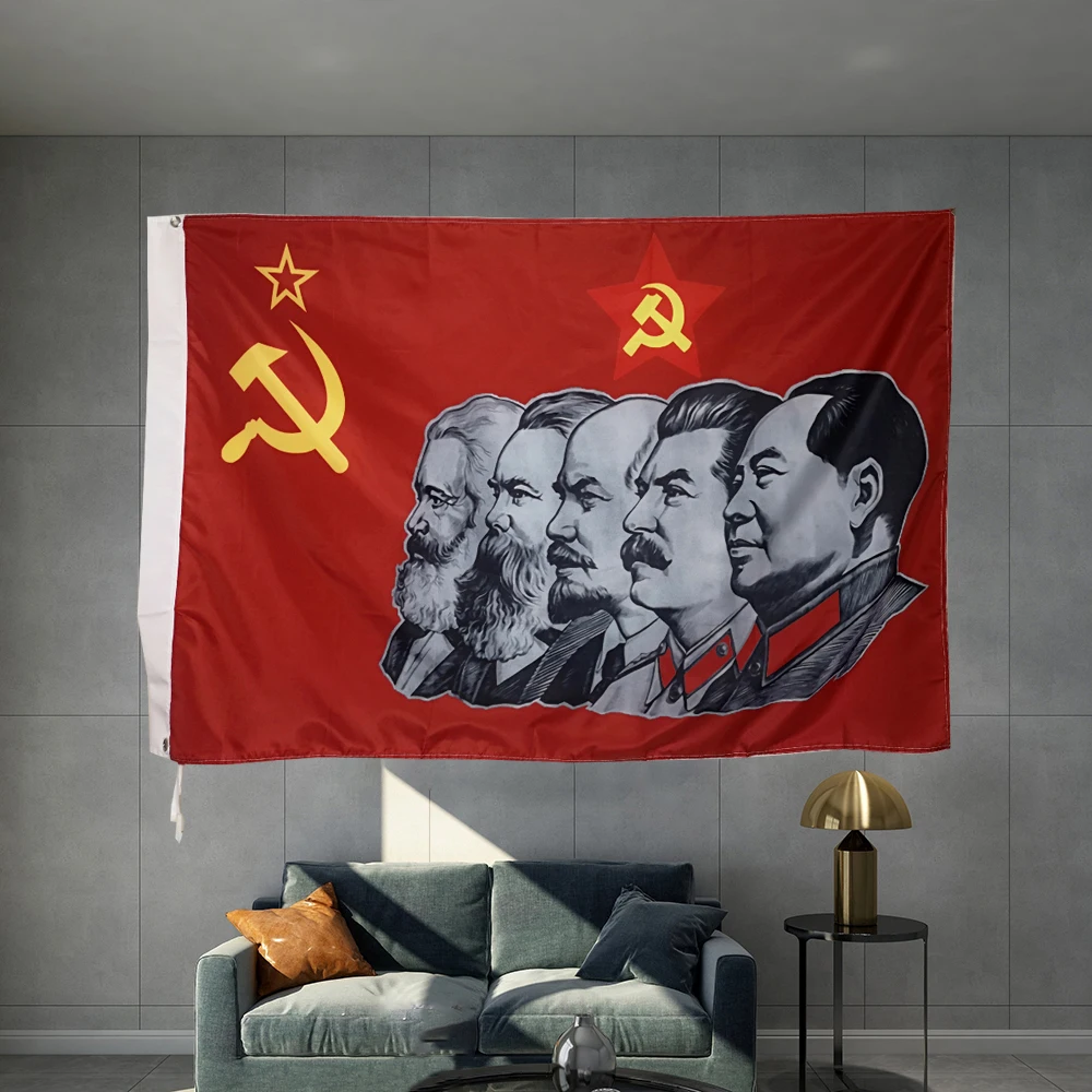 Marx Communism Flag Lenin Stalin CCCP USSR Soviet Emblem 3X5FT 150X90CM Banner Brass Metal Holes Material object photography