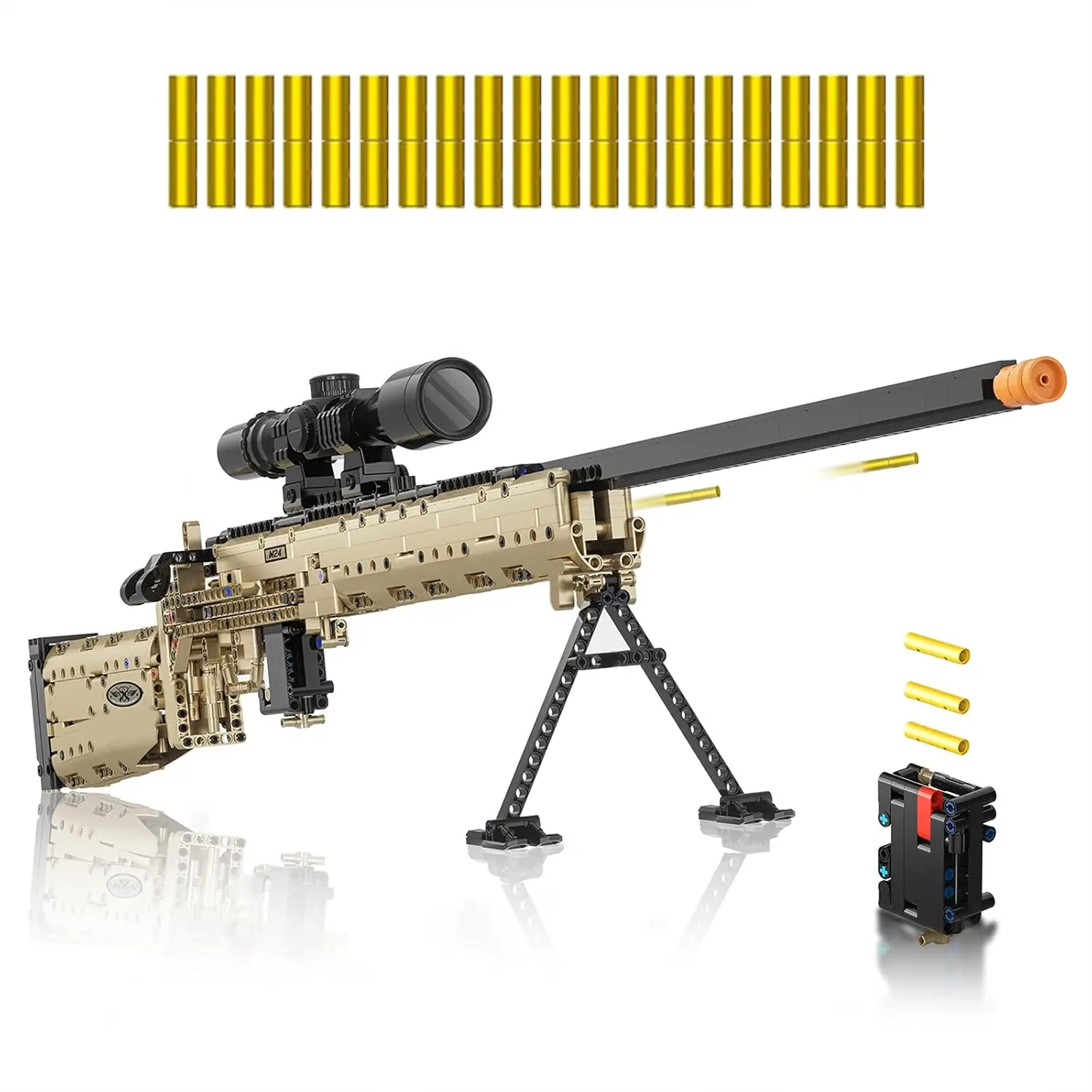 

M24 DIY Shootable Sniper Model Gun Toy, Realistic Building Blocks for Adults and Kids Age 8+, Military Gift Idea