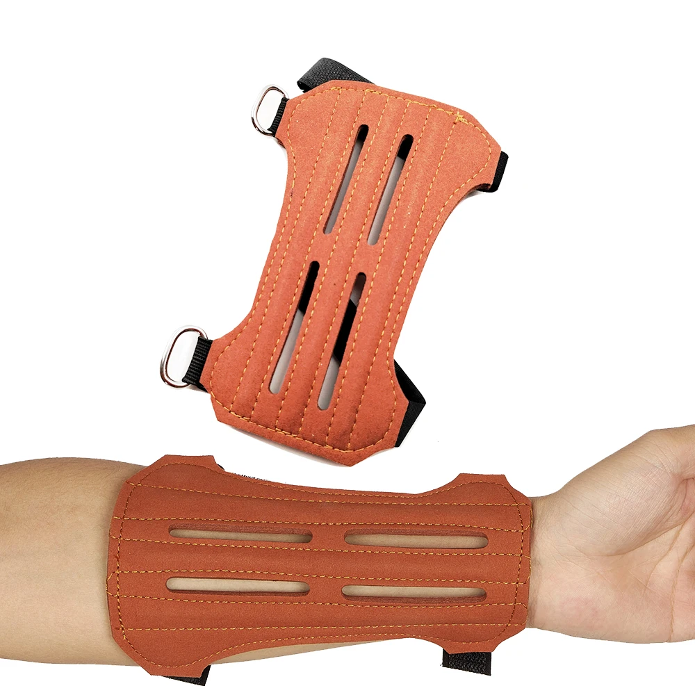 Archery Armguard Soft Suede Leather Archery Arm Guard with Adjustable Straps, Suitable for Protecting Arms Shooting