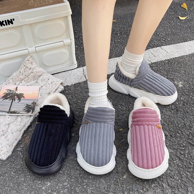 New Winter Women Men Cotton Shoes Home Shoes EVA Soles Comfortable Soft Lightweight Indoor Outdoor Men Women Cotton Slippers