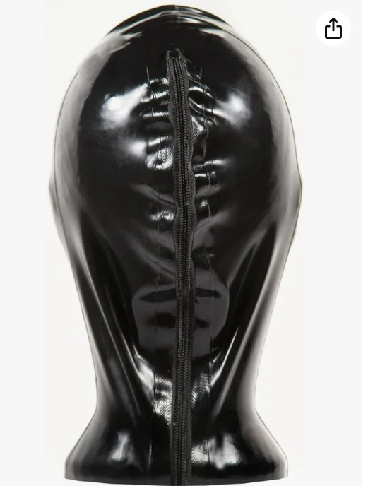 Capa de látex com bainha bucal unissex máscara de látex de cabeça inteira máscara de capuz fetiche de borracha